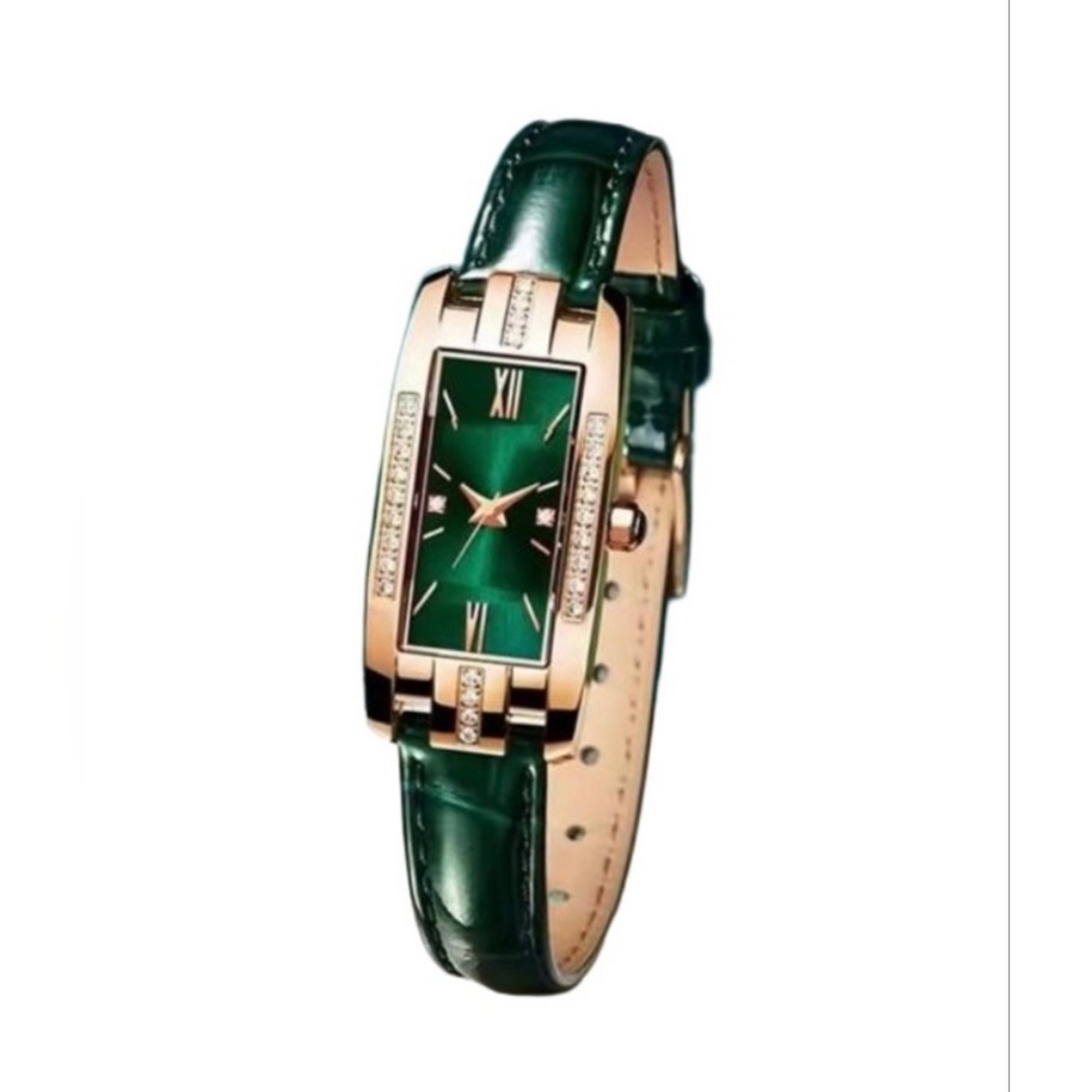 Women’s Luxury Green Quartz Leather Watch Bracelet